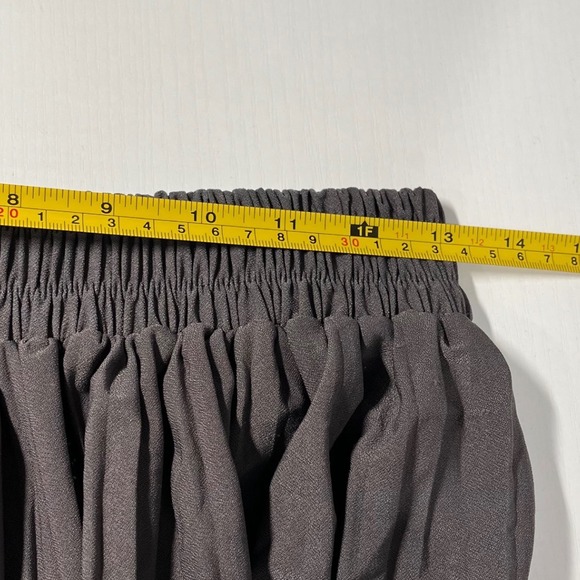 Women's Charcoal Gray Pleated Maxi Skirt Elastic Waistflowy Midi Skirt Casual - Picture 5 of 5